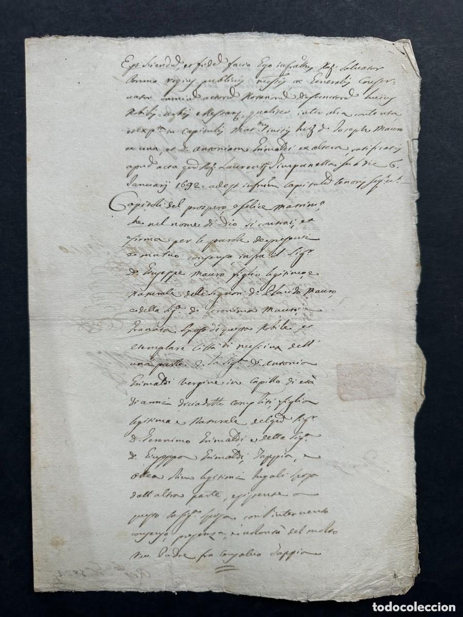 Manoscritti antichi: A&Ntilde;O 1776 - CERTIFICATORIA DE MATRIMONIO DE LOS NOBLES DE MESSINA GIUSSEPE MAURO Y ANTONIA GRIMALDI