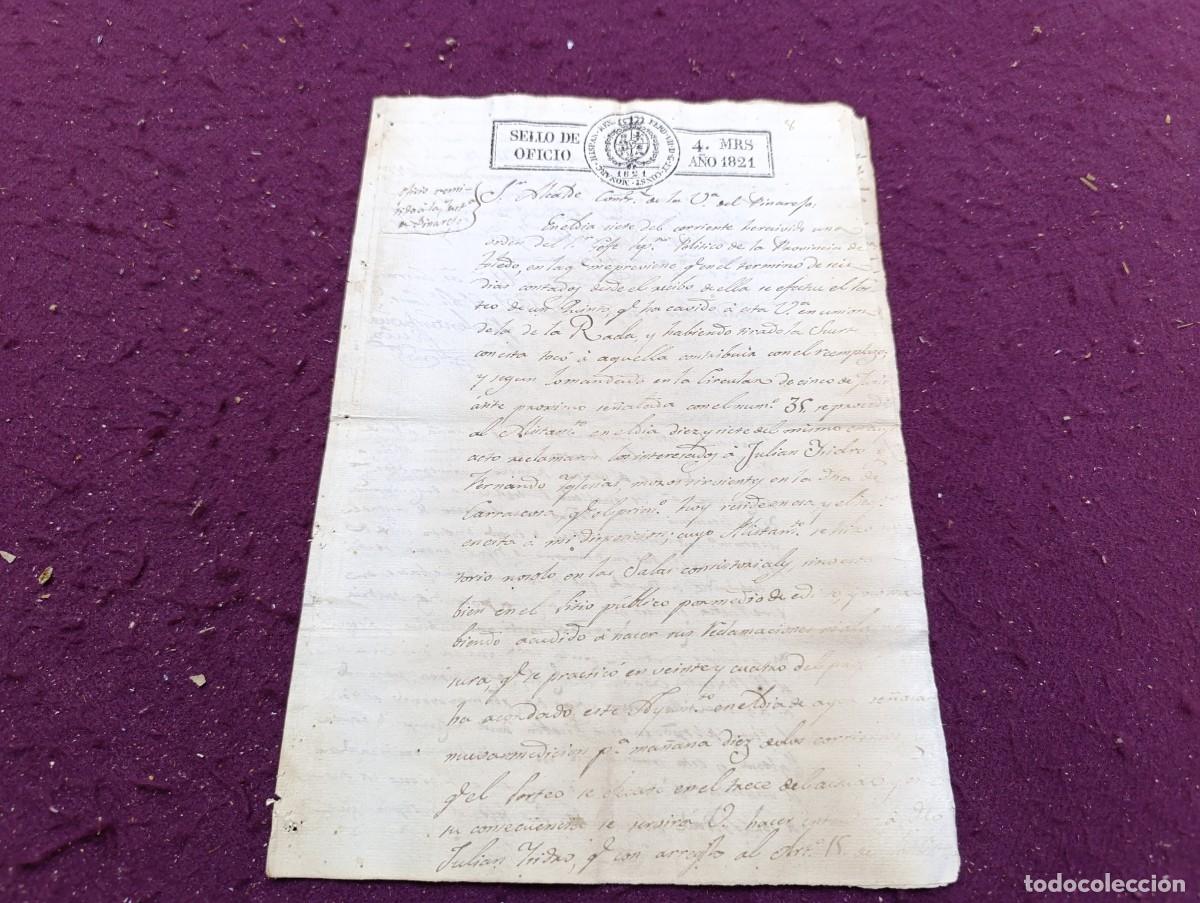 Manuscritos antigos: AM21, Antiguo Manuscrito, Cuenca, Casilla La Mancha, 1821, alcalde de Pinarejo
