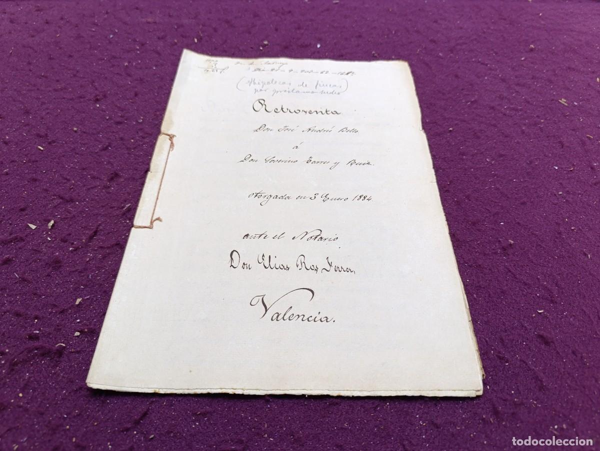 Manuscritos antiguos: AM46, Antiguo Manuscrito, 1884, Valencia, Retroventa - Foto 1