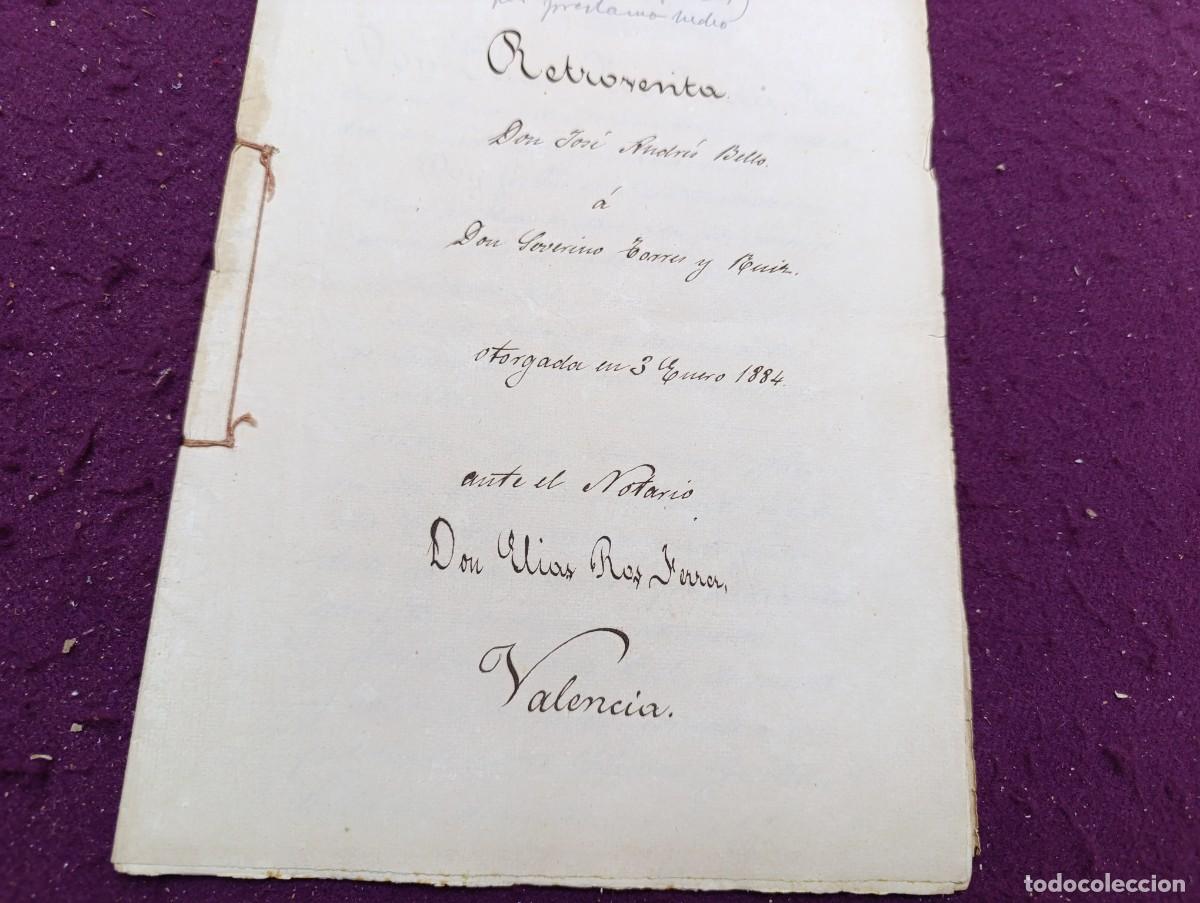 Manuscritos antiguos: AM46, Antiguo Manuscrito, 1884, Valencia, Retroventa - Foto 3