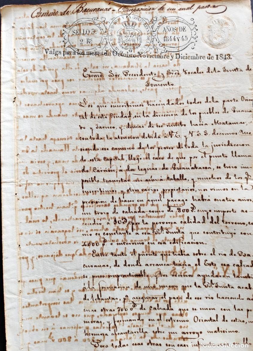 Manuscritos antiguos: Cuba. Construcci&oacute;n de la carretera de Bacuranao. Habana. 1843. firmas de nobles: Condes, Marqu&eacute;s,etc