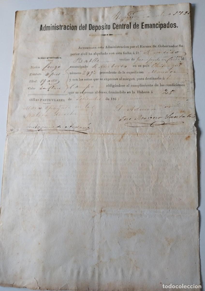 Manuscritos antiguos: Esclavitud Cuba Alquiler de Esclavo - Foto 2
