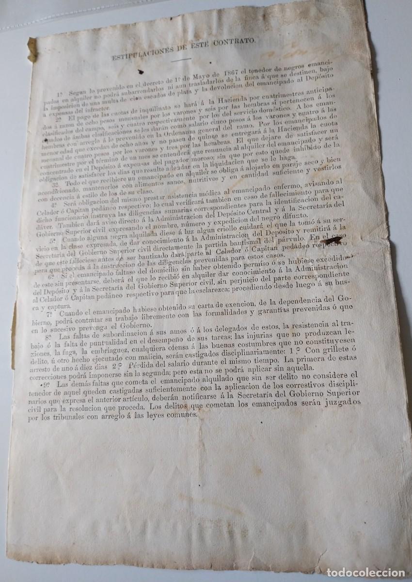 Manuscritos antiguos: Esclavitud Cuba Alquiler de Esclavo - Foto 3