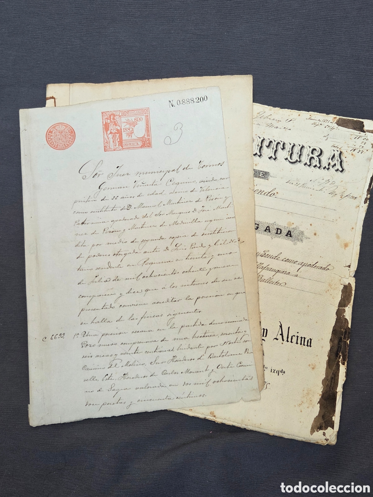 Manuscritos antiguos: VALENCIA 1892 Lote escrituras del Conde de Cirat