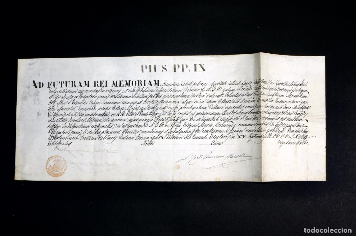Manuscritos antiguos: INDULGENCIAS, PAPA PIO IX. ROMA 1861