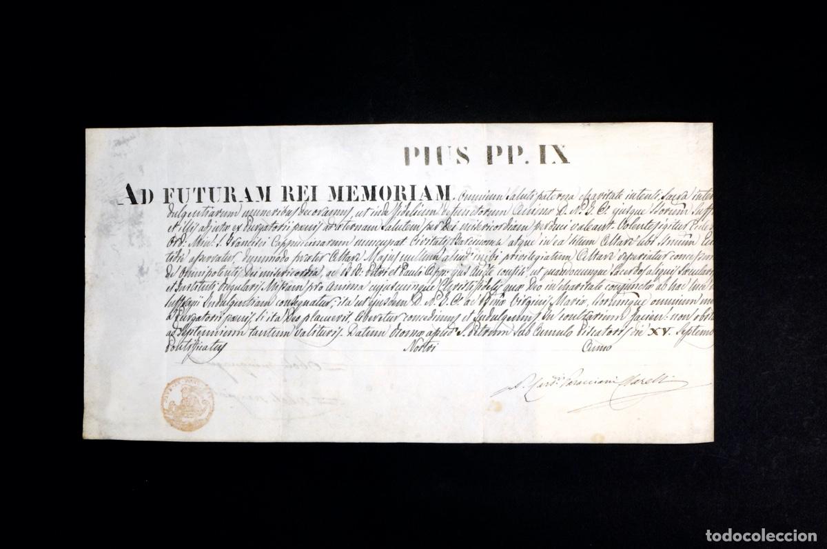 Manuscritos antiguos: INDULGENCIAS, PAPA PIO IX. ROMA 1861 - Foto 2