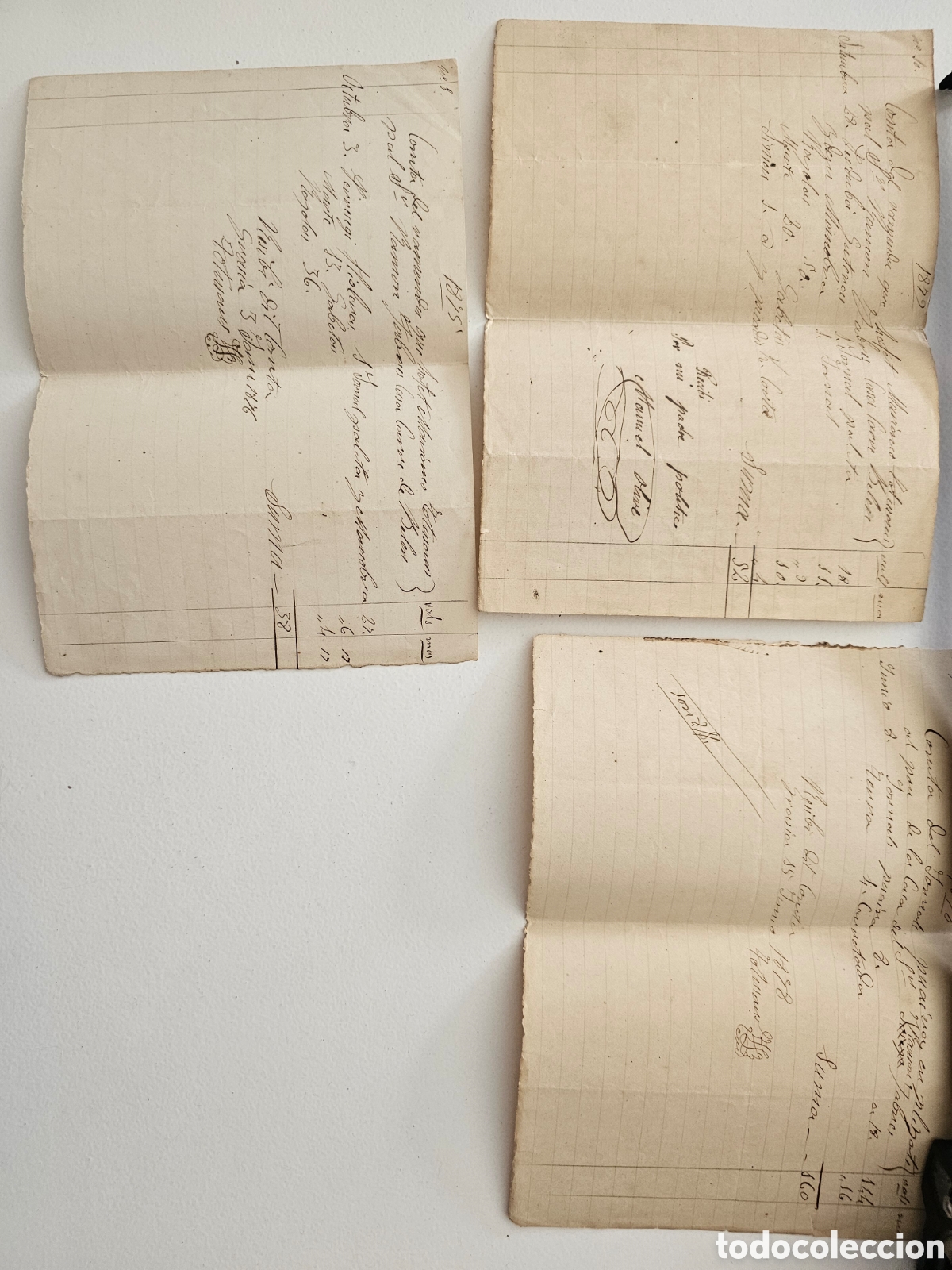 Manuscritos antiguos: 3 Documentos Manuel Olive (1872&ndash;1878) &ndash; Recibos de Obras. Ramon Fabres Tutusaus