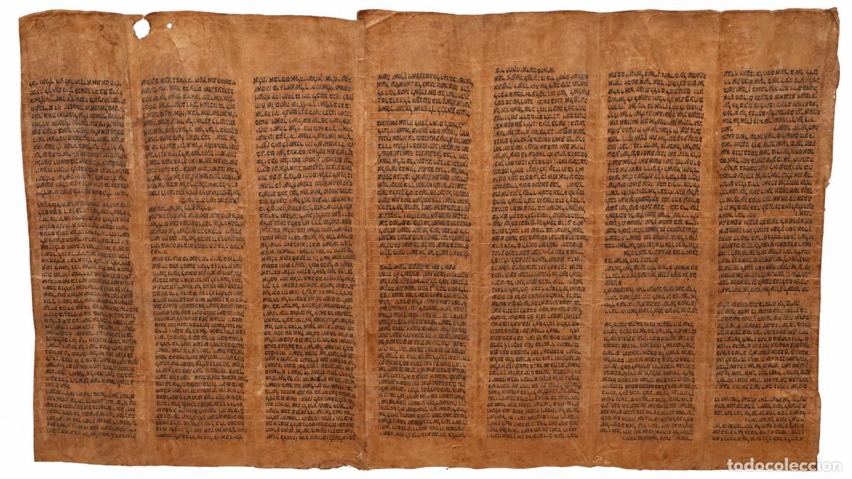 Manuscritos antiguos: INTERESANTE MANUSCRITO SOBRE PIEL DE CIERVO SOBRE LEY JUDIA. TORAH. SIGLO XVI