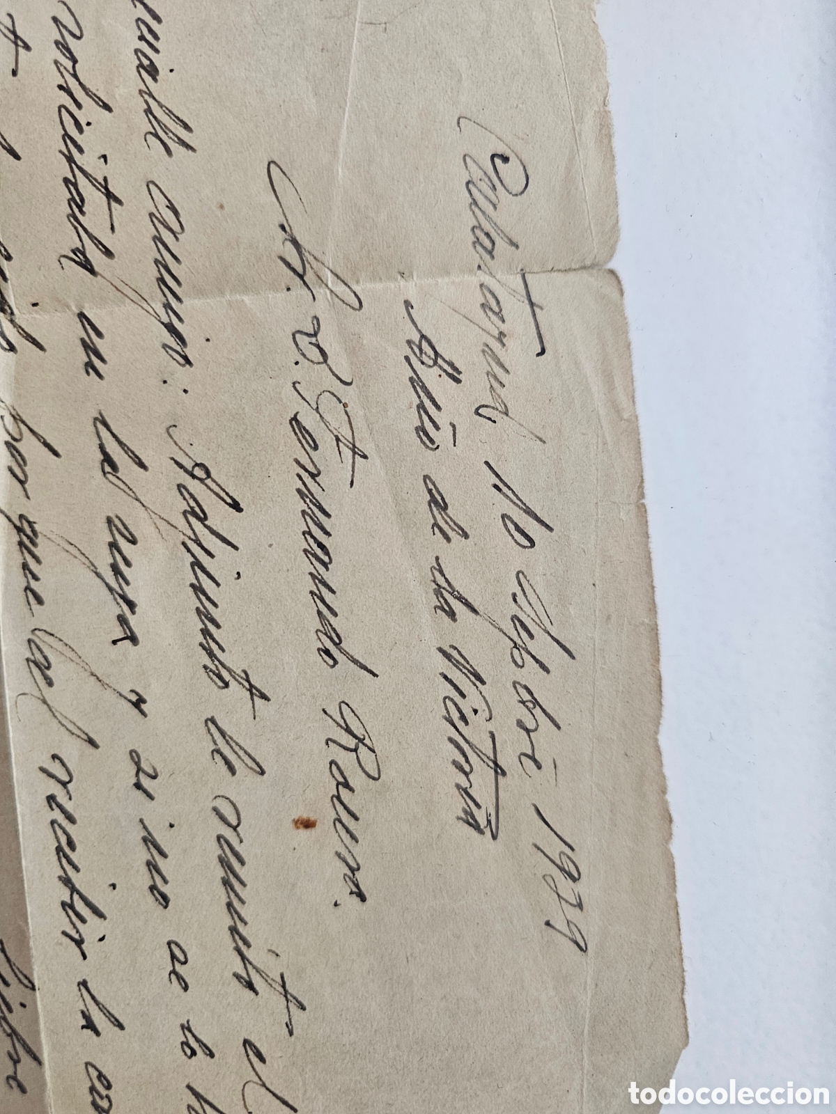 Manuscritos antiguos: Carta Hist&oacute;rica Guerra Civil Espa&ntilde;ola (1939) - Calatayud &rdquo;A&ntilde;o de la Victoria&rdquo; Francisco Roure