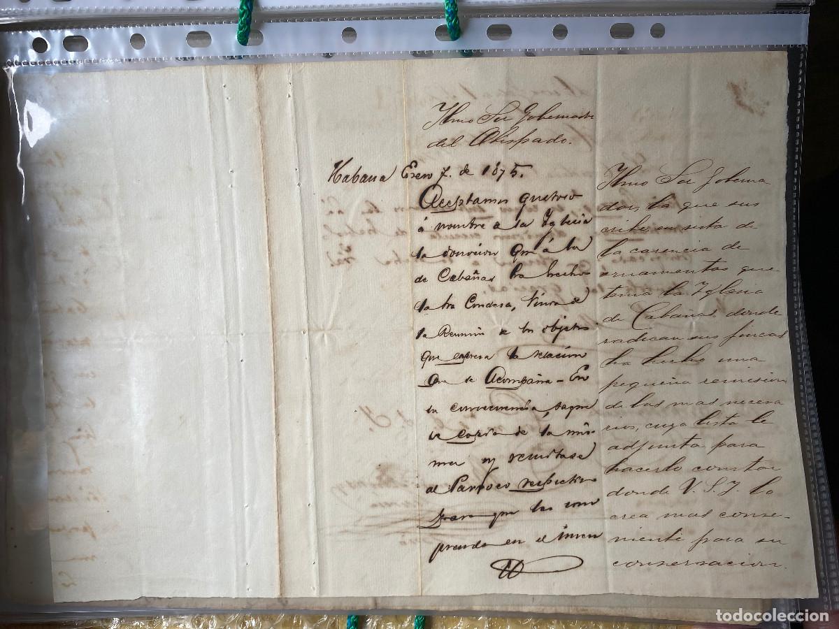 Manuscritos antiguos: Cuba. Condesa de la Reuni&oacute;n. Donativos a la Iglesia de Caba&ntilde;as. 1874.