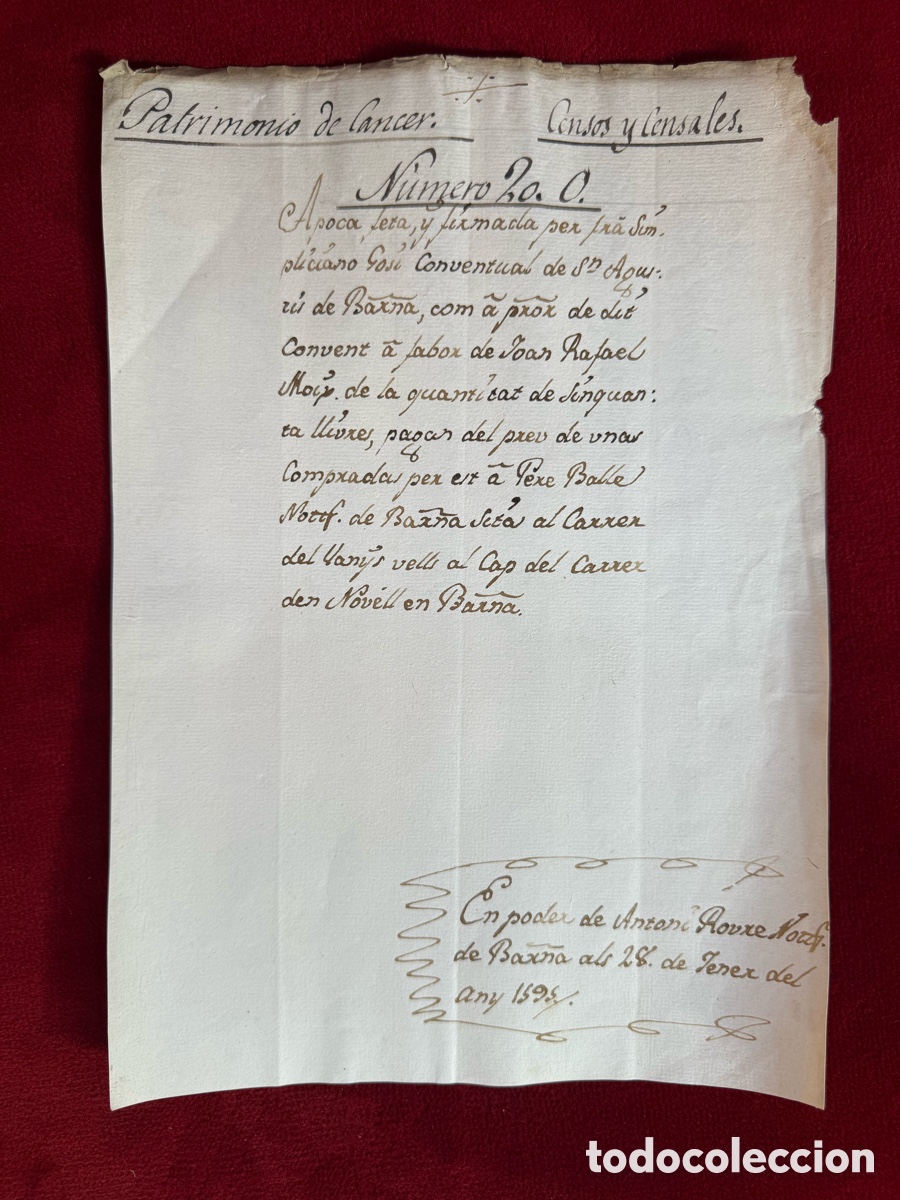Manuscritos antiguos: Antiguo manuscrito del a&ntilde;o 1595! Barna!Venta!