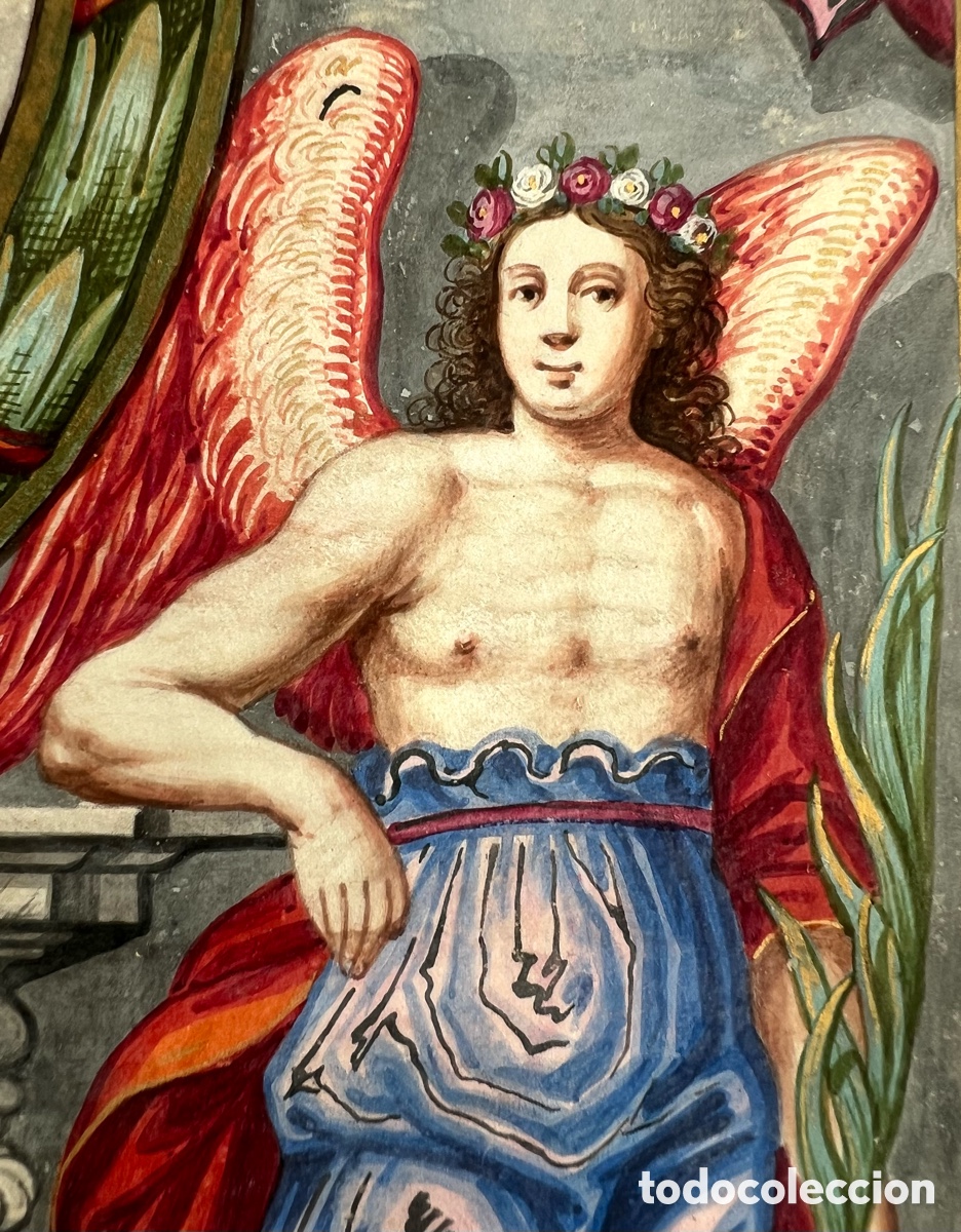 Manuscritos antiguos: Frontispicio en vitela miniada. 1679, firmada. - Foto 3