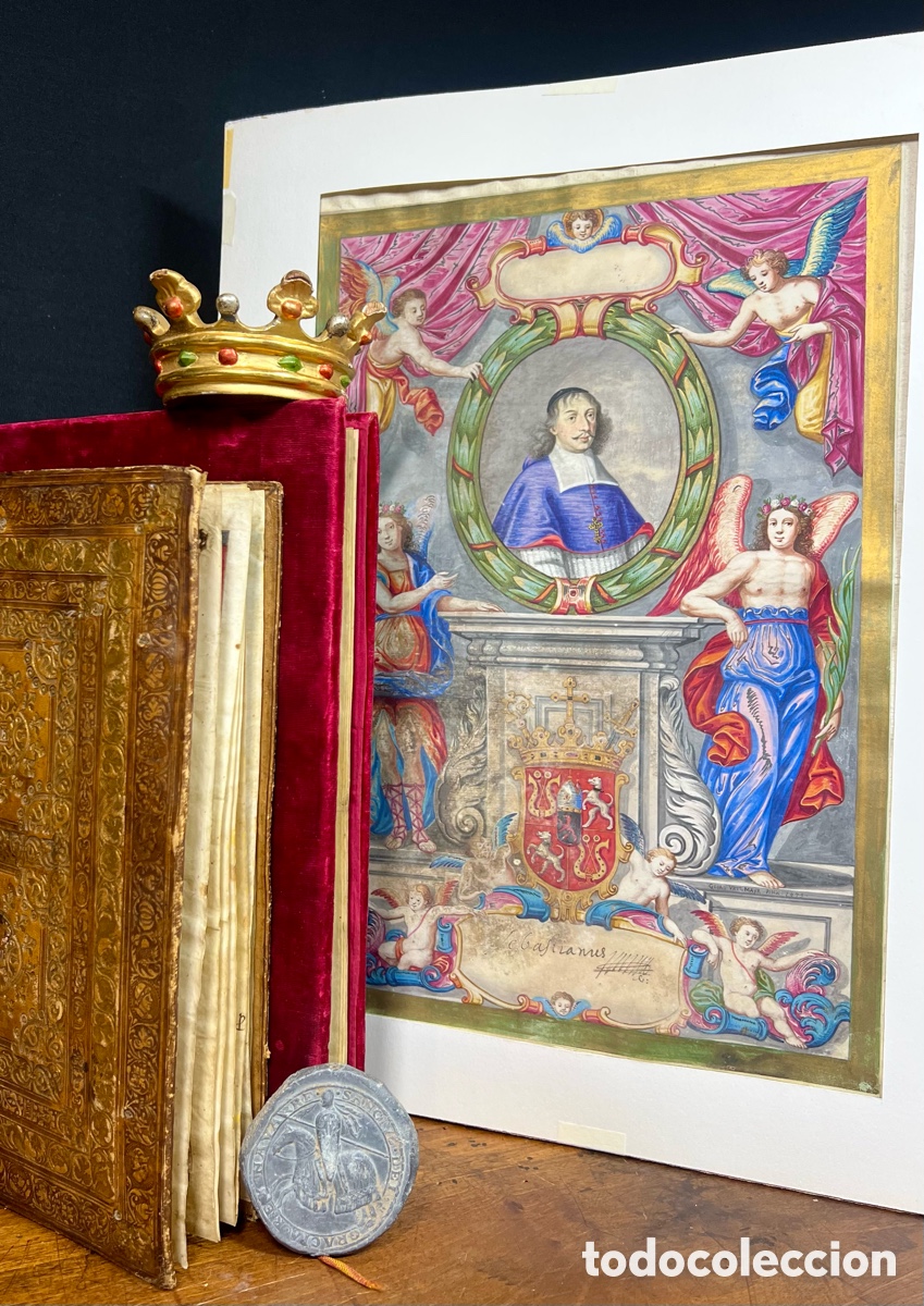 Manuscritos antiguos: Frontispicio en vitela miniada. 1679, firmada. - Foto 15