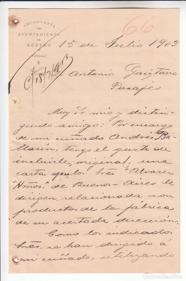 Manuscritos antiguos: Carta manuscrita 1913 Secretar&iacute;a del Ayuntamiento de Sestao &ndash; Particular Gesti&oacute;n de una acreditaci&oacute;n