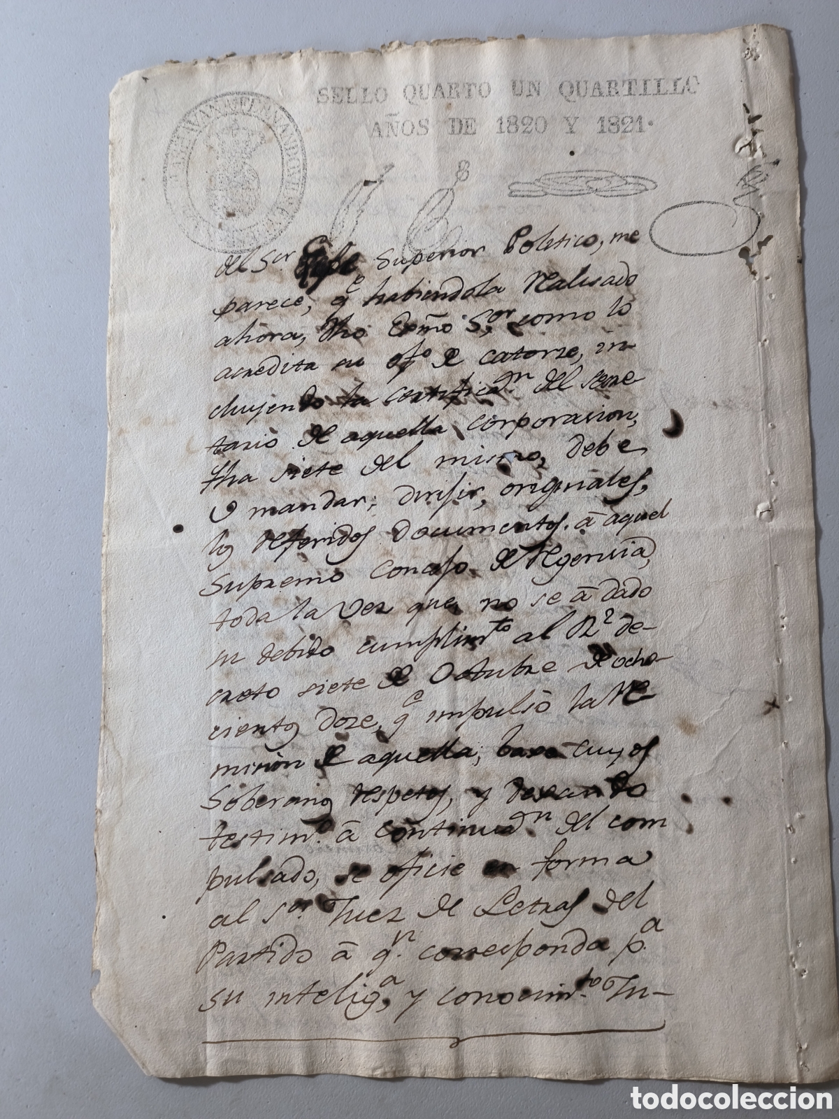 Manuscritos antiguos: Cuba Espa&ntilde;ola, documento notarial con papel sellado ,a&ntilde;o 1820 - Foto 4