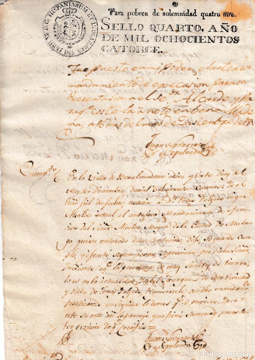 Manuscritos antiguos: 1814 SELLO FISCAL POBRES 4 MRS DOCUMENTO MANUSCRITO PAPEL SELLADO TIMBRADO