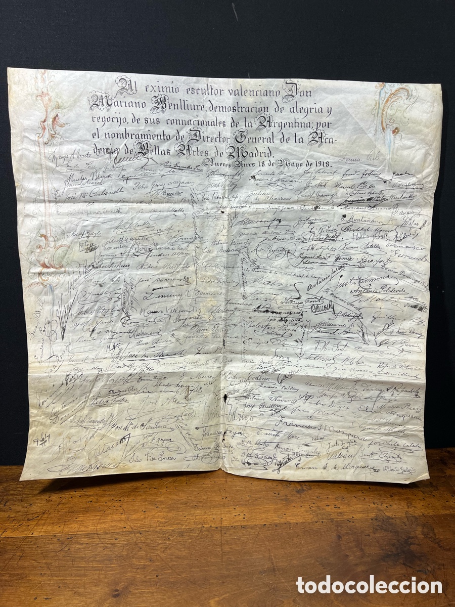 Manuscritos antiguos: Manuscrito Homenaje a Mariano Benlliure - Foto 4