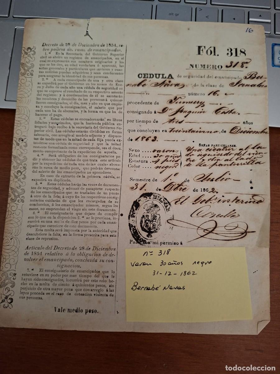 Manuscritos antiguos: CEDULA SEGURIDAD ESCLAVO - Foto 1