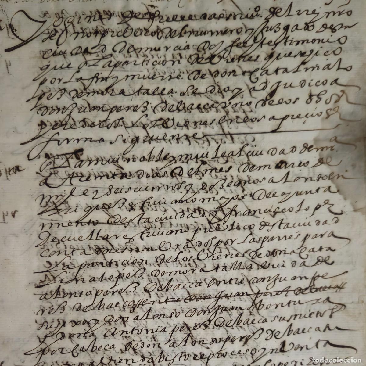 Manuscritos antiguos: MURCIA 1612-JUAN PEREZ BAEZA-MORATALLA-MERLOS-CASAS PARROQUIA SAN ANTOLIN-TIERRAS PONTEL-BENDAME&hellip;..