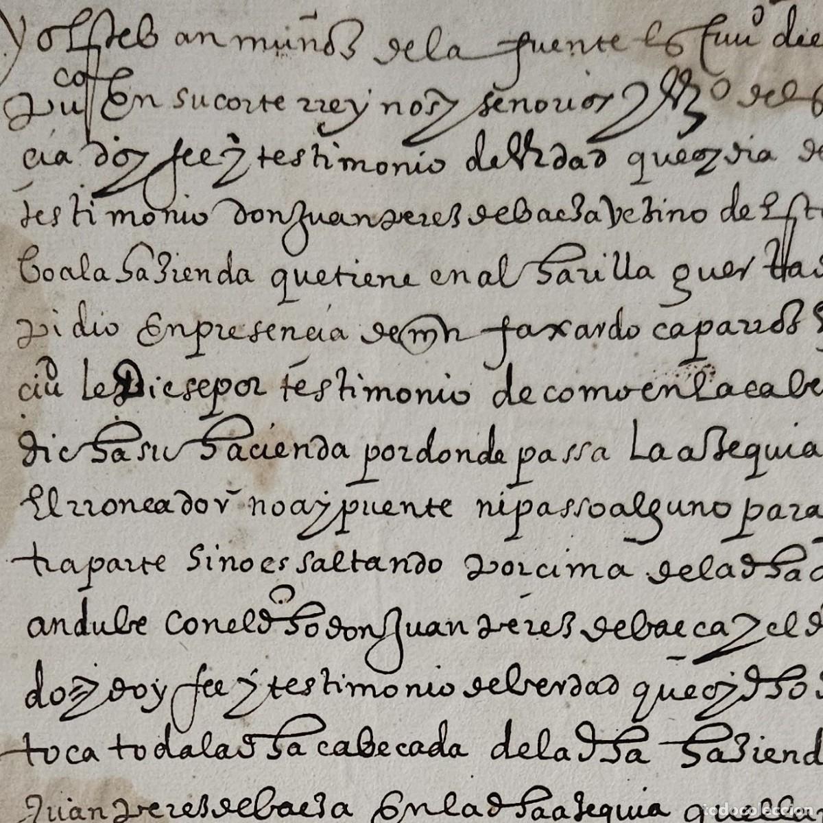 Manuscritos antiguos: MURCIA 1609-EL VARILLAR-ACEQUIA RONCADOR-HACIENDA JUAN PEREZ BAEZA-SIN PUENTE-CAPARR&Oacute;S-GIR&Oacute;N-ROD&Aacute;N