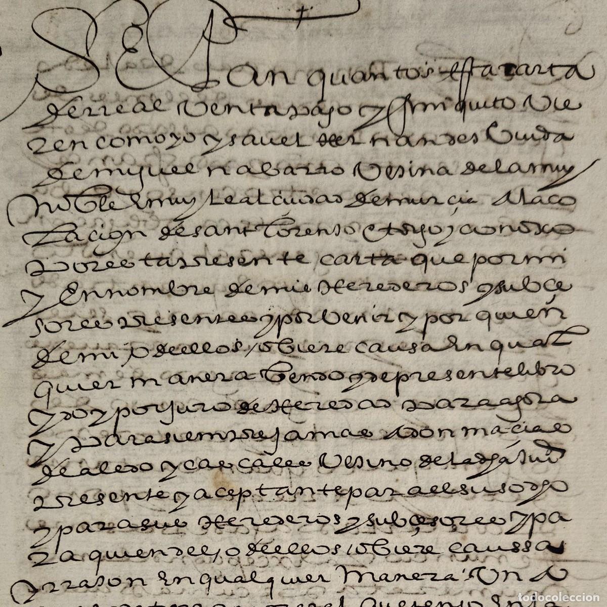 Manuscritos antiguos: MURCIA 1607-TIERRA-ACEQUIA CARABIJA-MACIAS ALEDO CASCALES-ISABEL FERNANDEZ-CONVENTO DE SANTA ISABEL