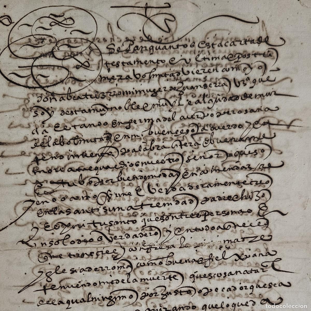Manuscritos antiguos: MURCIA 1583-SIGLO XVI-TESTAMENTO-DO&Ntilde;A BEATRIZ ROM&Iacute;+ JUAN SERRA BALIBRERA JURADO CIUDAD DE MURCIA