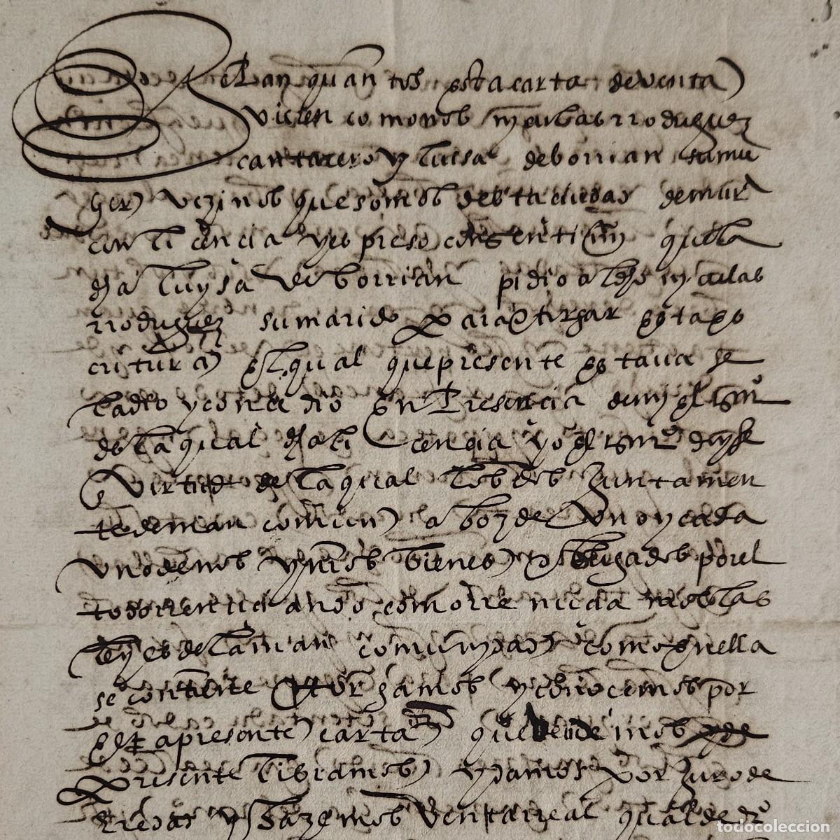 Manuscritos antiguos: MURCIA 1577-TIERRA BENDAME-CATALINA L&Oacute;PEZ MORATALLA+ALONSO P&Eacute;REZ BAEZA-1582 CARTAGENA-R. CANTARERO