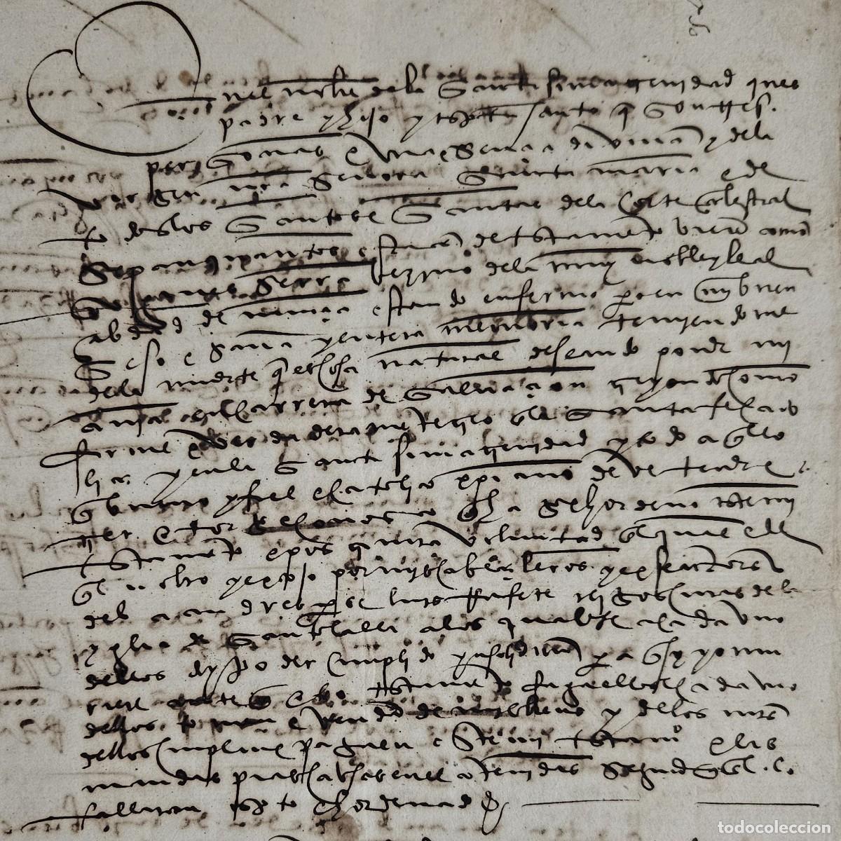 Manuscritos antiguos: MURCIA 1577-GIN&Eacute;S+ANTONIA SERRA PATRONA CAPILLA MAGDALENA DE SANTA OLALLA-TIERRAS CARABIJA-LIZARAZU