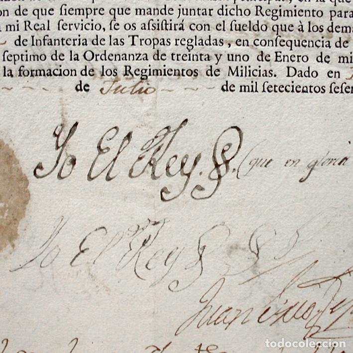 Manuscritos antiguos: 1767. TITULO TENIENTE CORONEL-FIRMA REY CARLOS III-MINISTRO VEGA- MUNI&Aacute;IN-1778 CERT HABITO CALATRAVA
