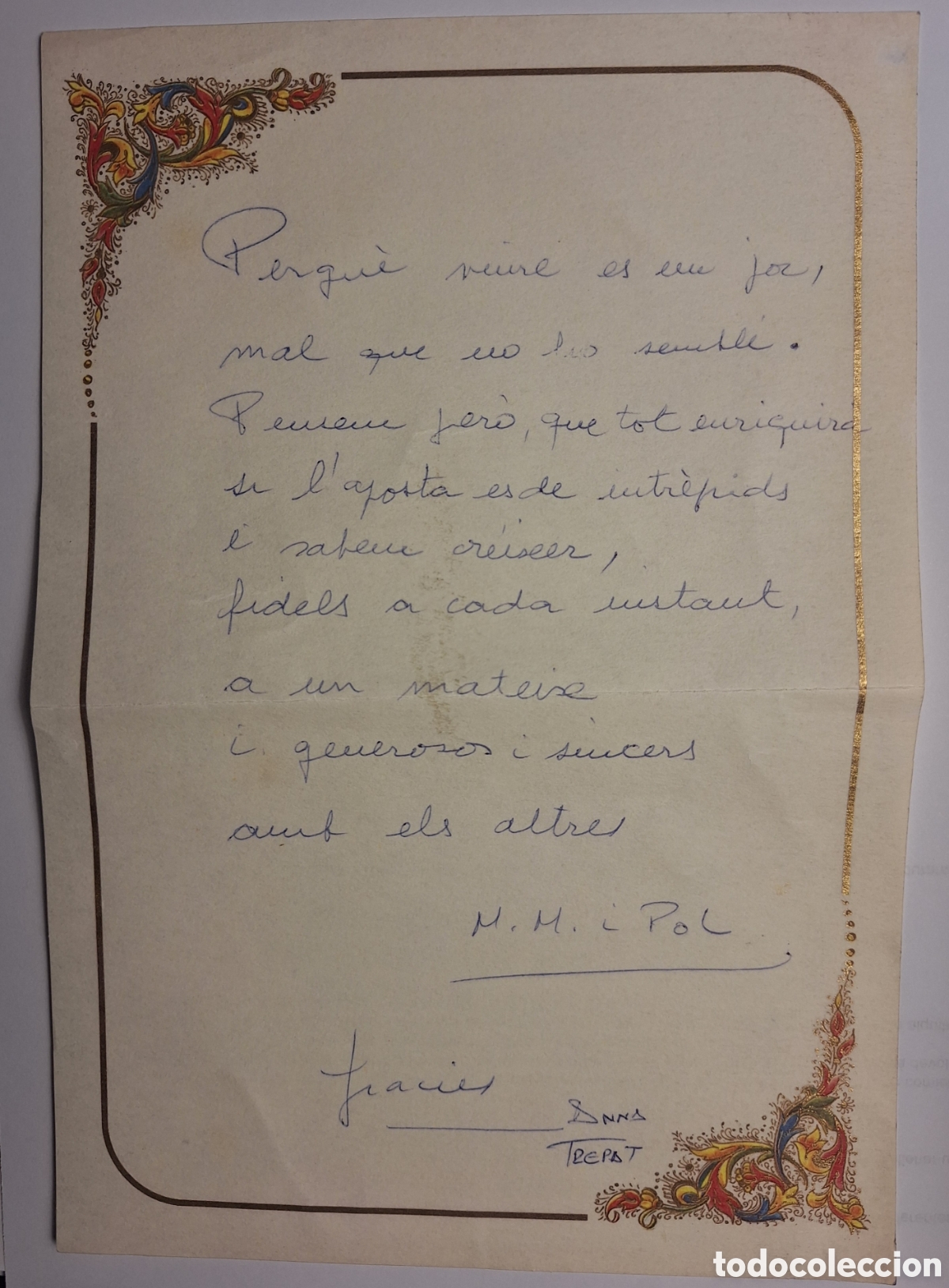 Manuscritos antiguos: POEMA IN&Eacute;DITO DE MIQUEL MART&Iacute; I POL (1929-2003)