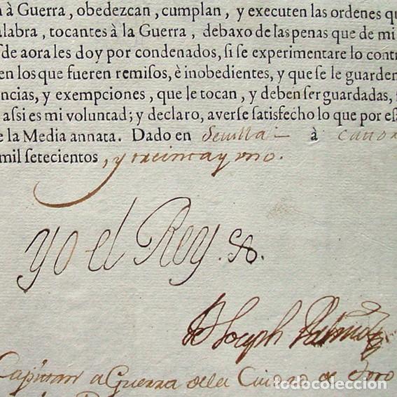 Manuscritos antiguos: 1731-ZAMORA-TITULO CAPITAN GUERRA DE TORO A REGIDOR-FIRMA REY FELIPE V Y MINISTRO PATI&Ntilde;O-CALATRAVA
