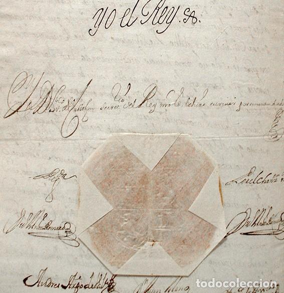 Manuscritos antiguos: 1731-ZAMORA TITULO CORREGIDOR DE TORO-FIRMA REY FELIPE V Y MINISTROS-A CABALLERO CALATRAVA-SELLO 1&ordm;