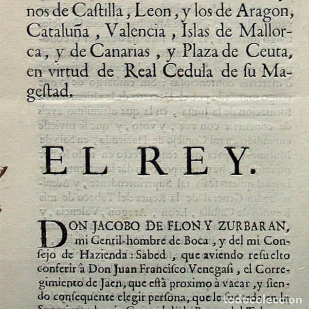 Manuscritos antiguos: A&Ntilde;O 1725-REAL CEDULA RENTA TABACO TERUEL-A CORREGIDOR-FIRMA FLON ZURBARAN Y MINISTRO OZIO SALAZAR