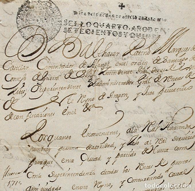 Manuscritos antiguos: 1715-SUPERINTENDENCIA RENTAS REALES DE HUESCA-PATI&Ntilde;O MARQUES DE CASTELAR, ARAGON-ORBEGOZO LANDAETA