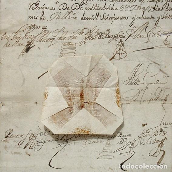 Manuscritos antiguos: 1687- CORONA CASTILLA-COMISI&Oacute;N COBRO IMPUESTOS HACIENDA-REY CARLOS II-MINISTRO FRIAS-CONDE HUMANES