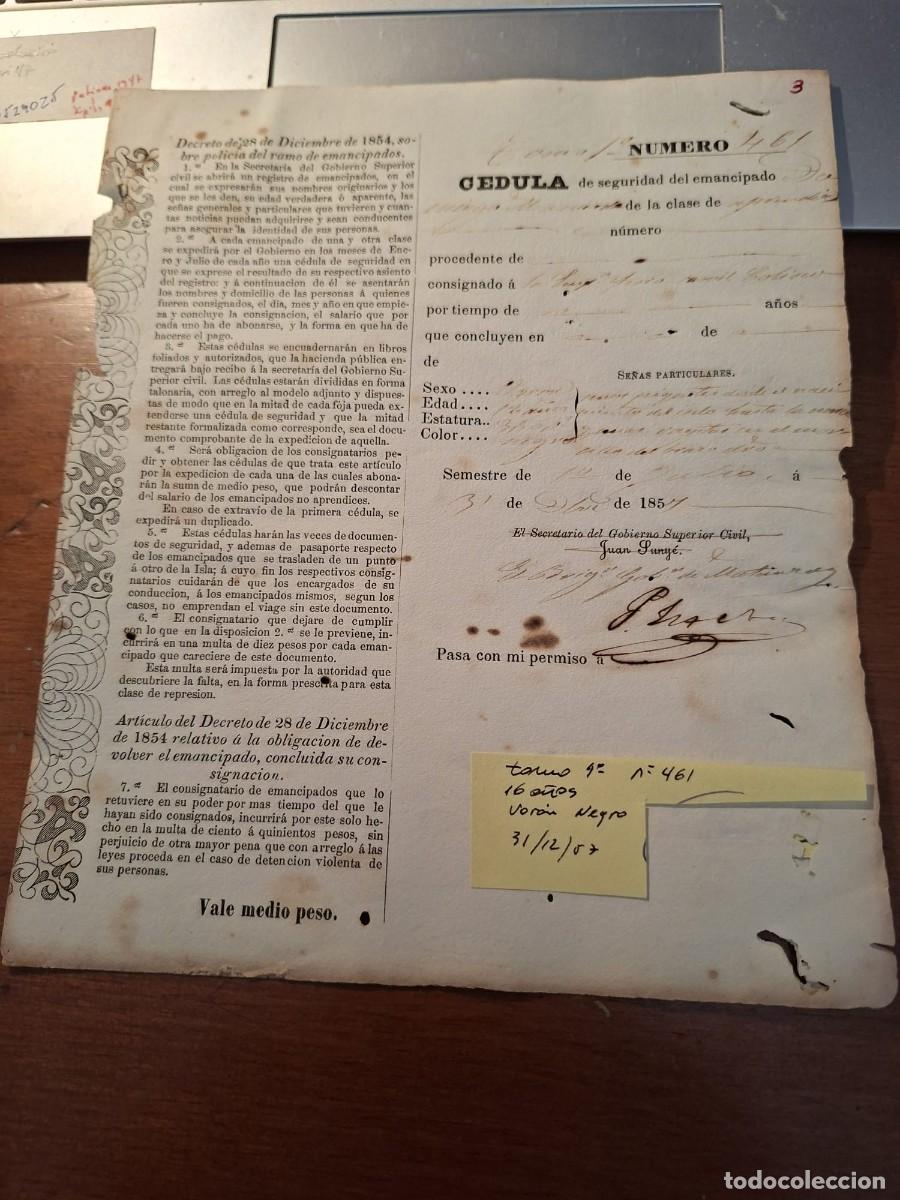Manuscritos antiguos: CEDULA SEGURIDAD ESCLAVO - Foto 1