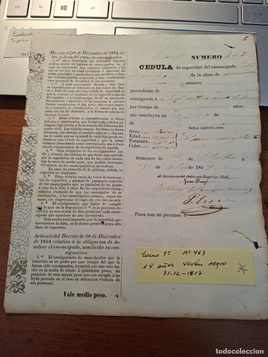 Manuscritos antiguos: CEDULA SEGURIDAD ESCLAVO - Foto 1