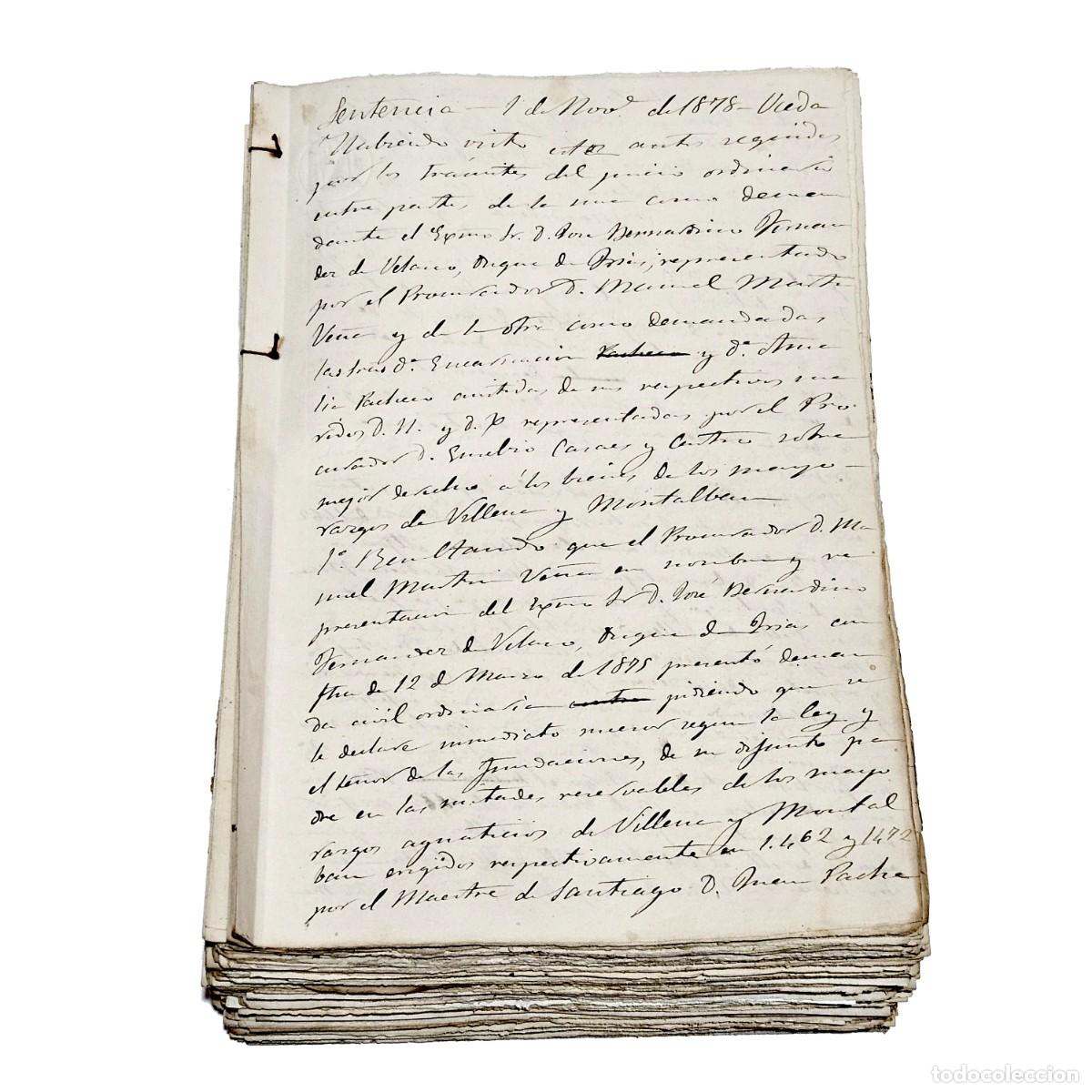 Manuscritos antiguos: 1878-MADRID-JUEZ-AUTOS-SENTENCIAS-FALLOS-PAPEL SELLADO-DUQUE DE FR&Iacute;AS-OSUNA-MARQUES-DIARIO LA MA&Ntilde;ANA