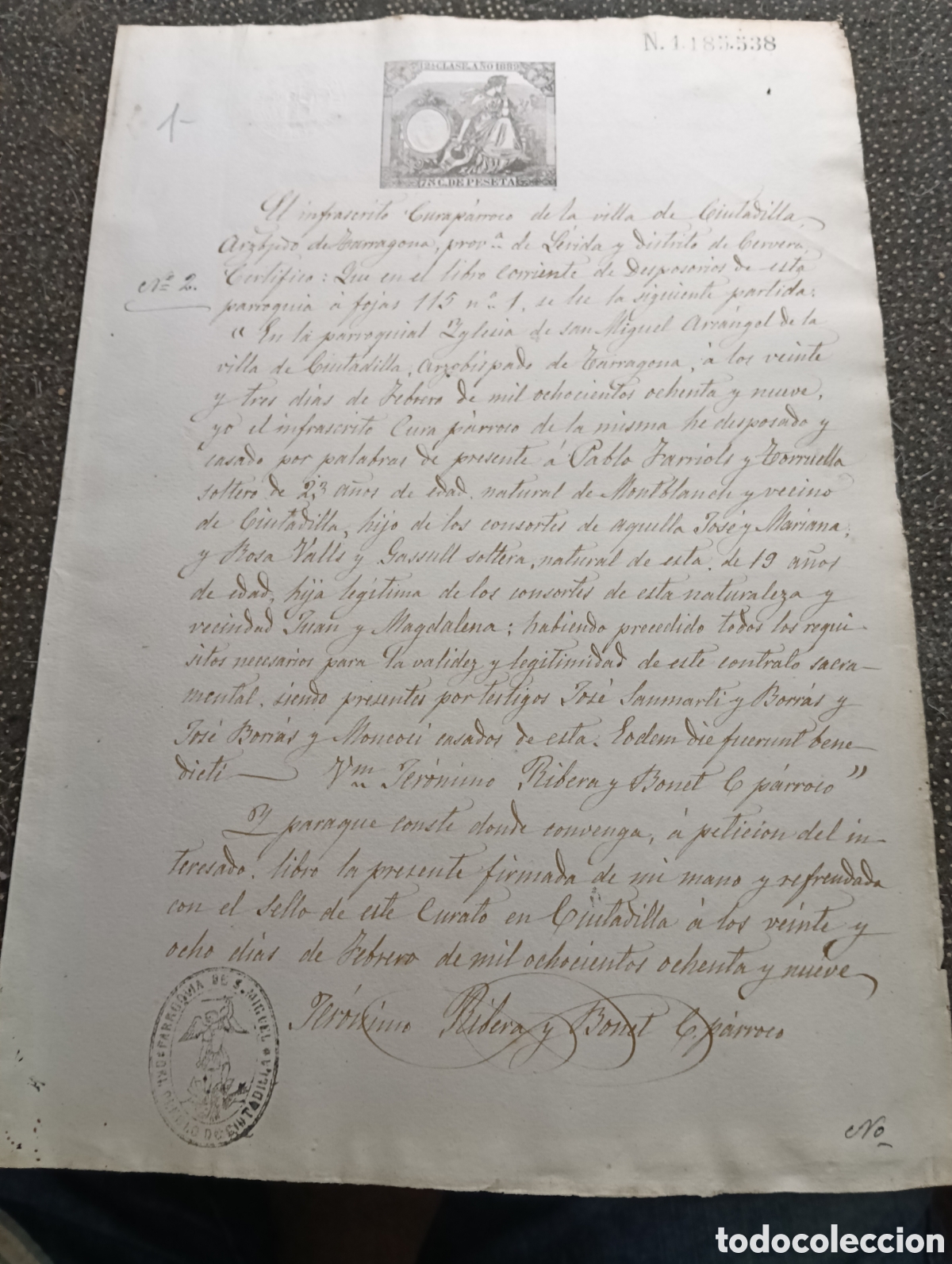 Manuscritos antiguos: Manuscrito n&deg;1 del a&ntilde;o 1889 de la poblaci&oacute;n de Ciudadilla, provincia de L&eacute;rida