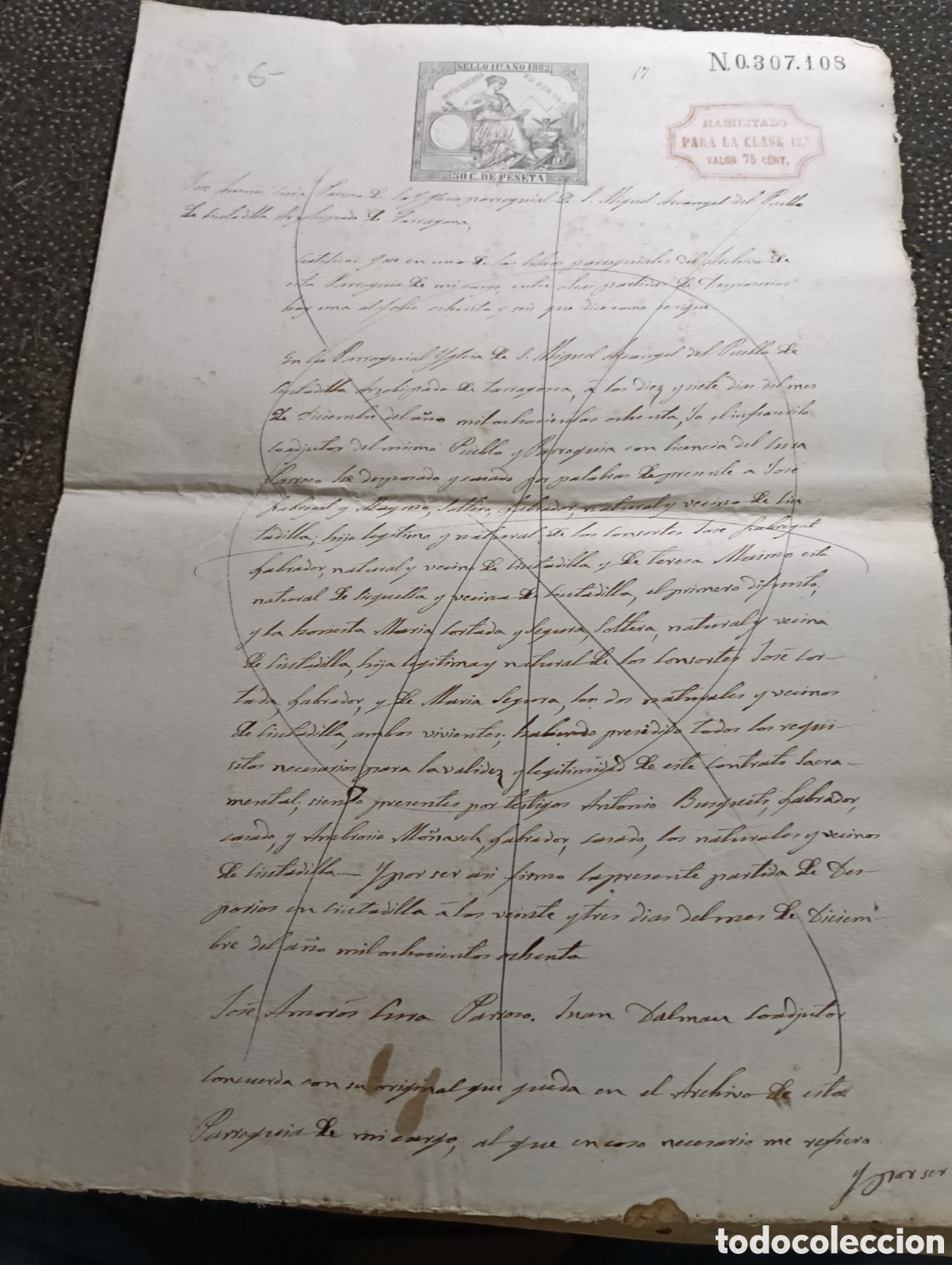 Manuscritos antiguos: Manuscrito del a&ntilde;o 1882 de la poblaci&oacute;n de Ciudadilla, provincia de L&eacute;rida