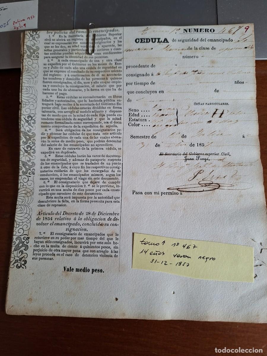 Manuscritos antiguos: CEDULA SEGURIDAD ESCLAVO - Foto 1