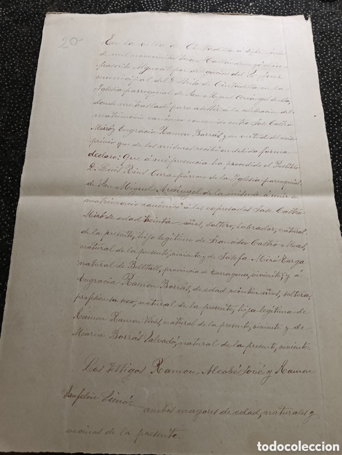 Manuscritos antiguos: Manuscrito del a&ntilde;o 1913 de la poblaci&oacute;n de Ciudadilla, provincia de L&eacute;rida