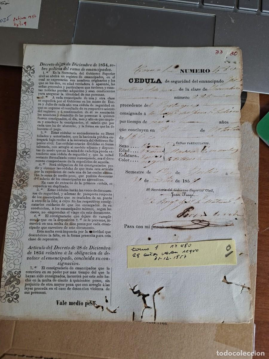 Manuscritos antiguos: CEDULA SEGURIDAD ESCLAVO - Foto 1