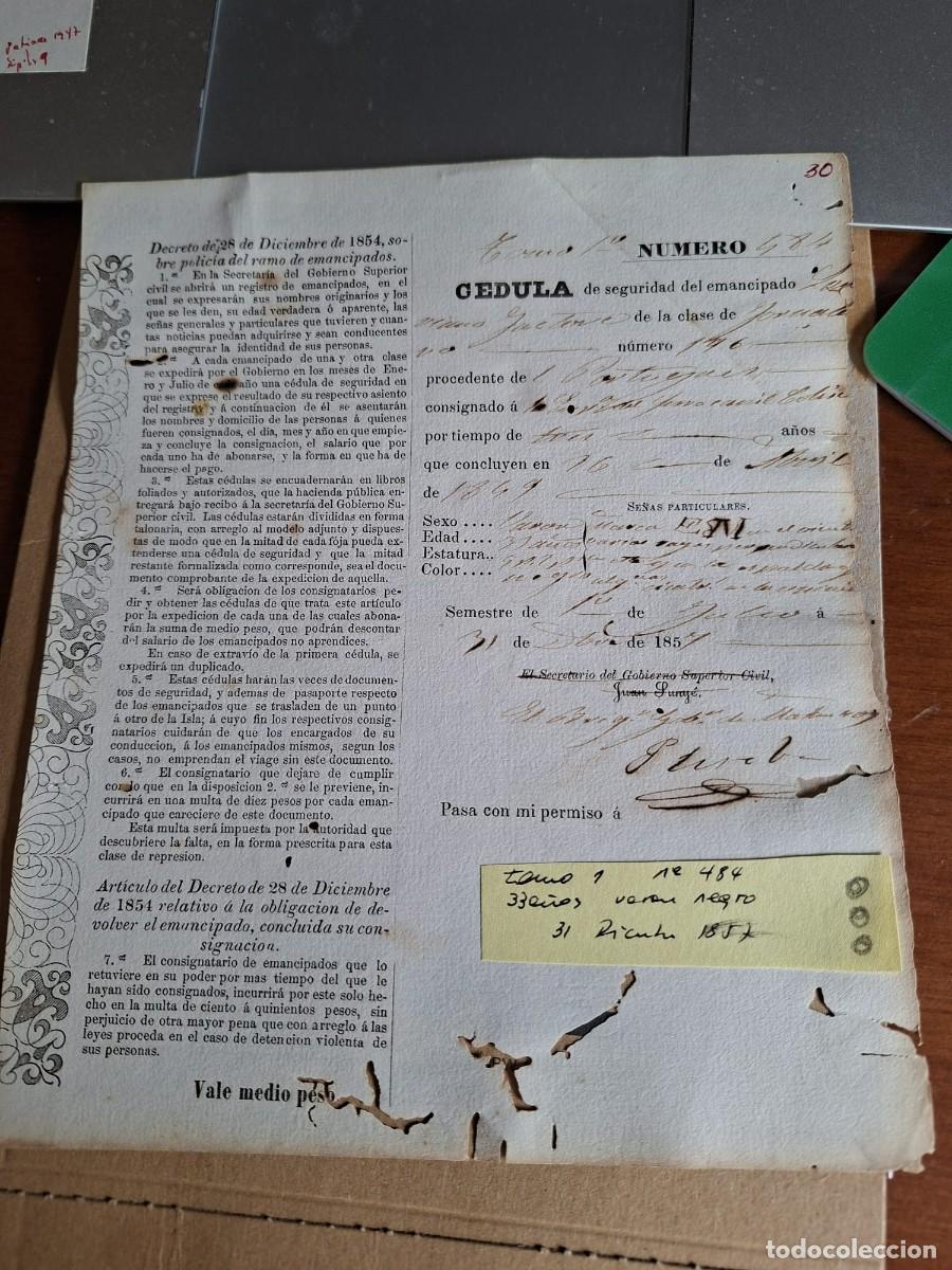 Manuscritos antiguos: CEDULA SEGURIDAD ESCLAVO - Foto 1