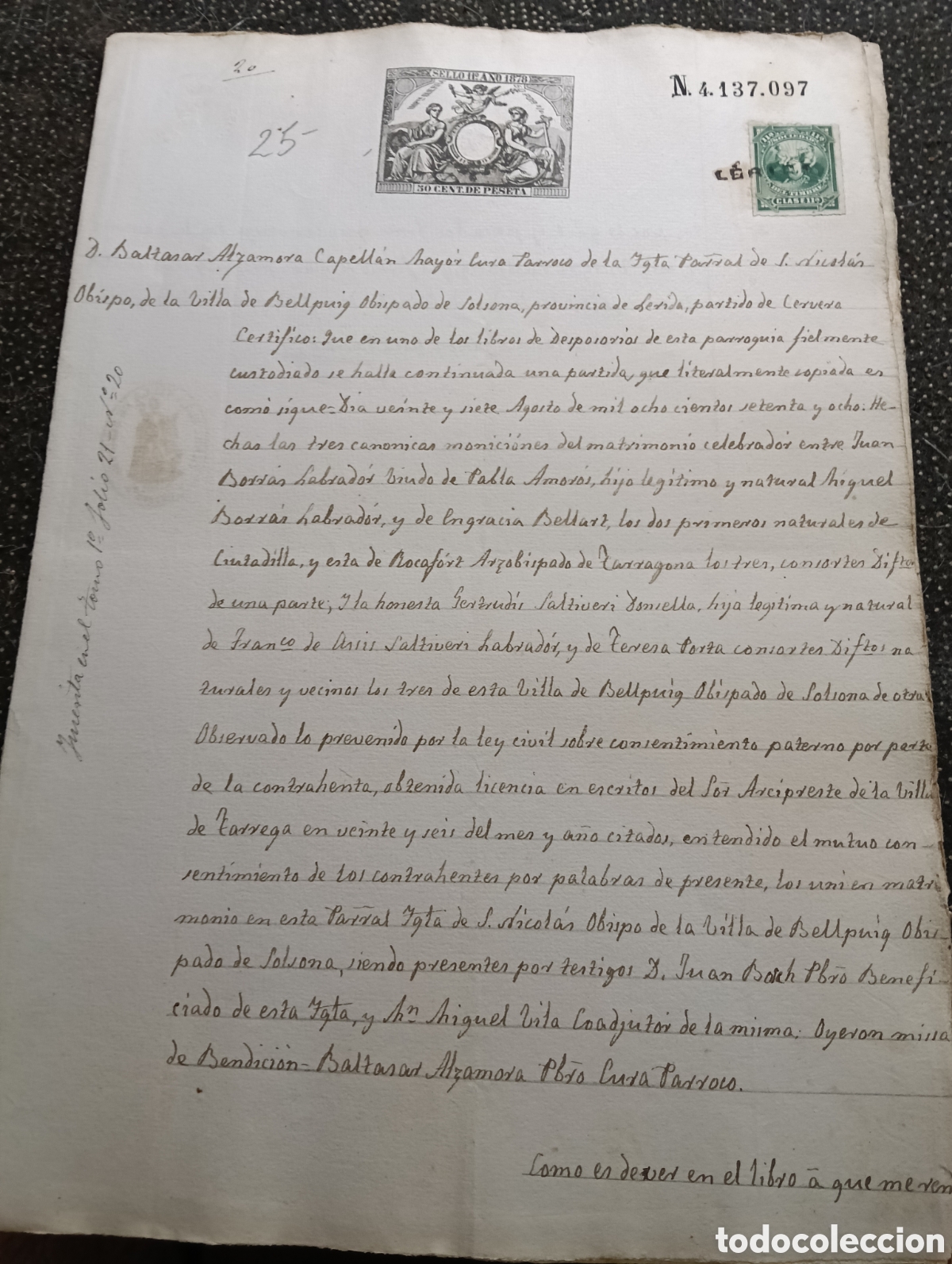 Manuscritos antiguos: Manuscrito del a&ntilde;o 1878 de la poblaci&oacute;n de Ciudadilla, provincia de L&eacute;rida