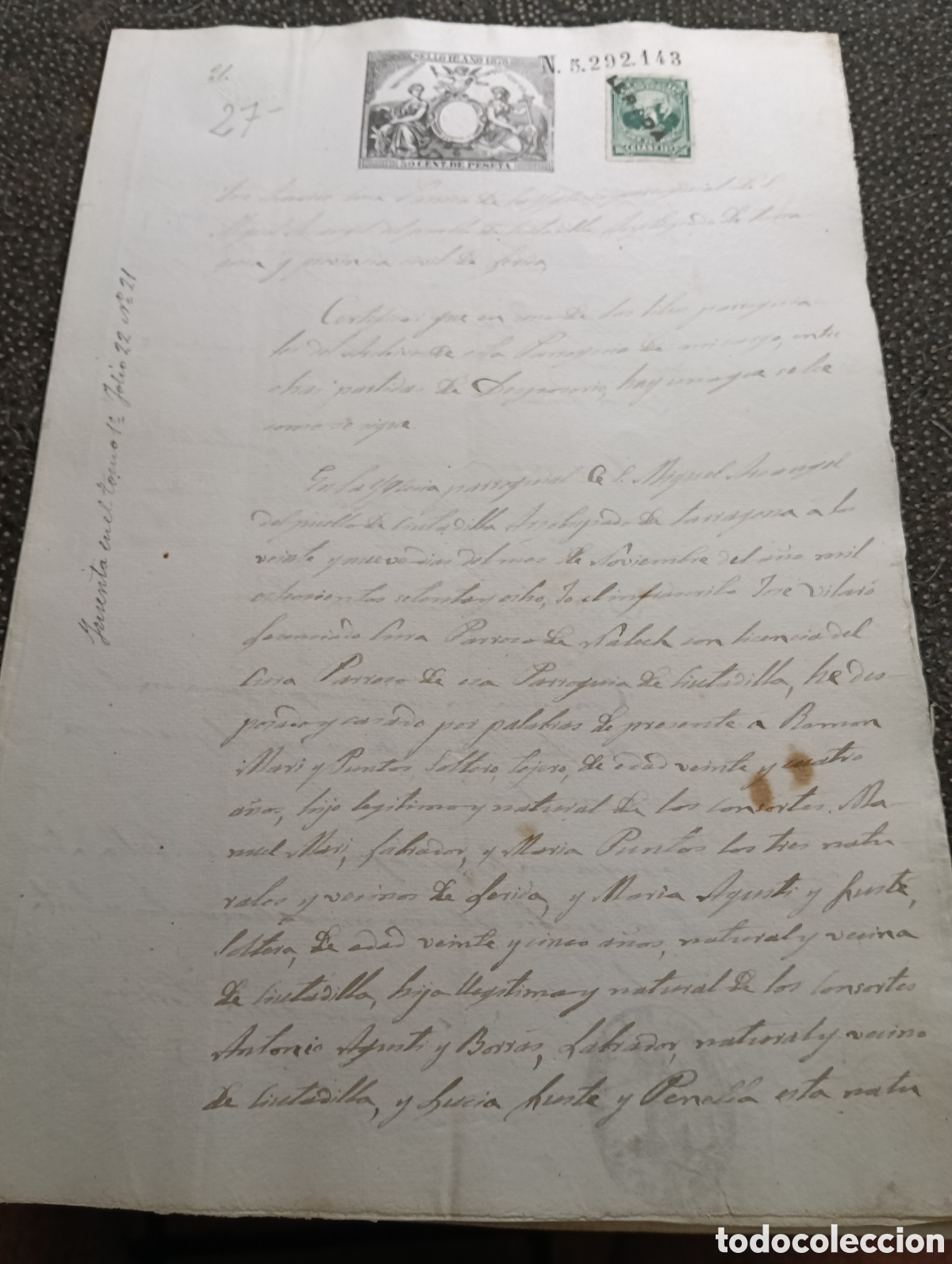 Manuscritos antiguos: Manuscrito del a&ntilde;o 1878 de la poblaci&oacute;n de Ciudadilla, provincia de L&eacute;rida