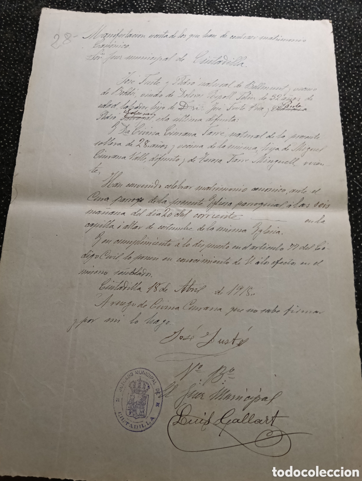 Manuscritos antiguos: Manuscrito del a&ntilde;o 1918 de la poblaci&oacute;n de Ciudadilla, provincia de L&eacute;rida