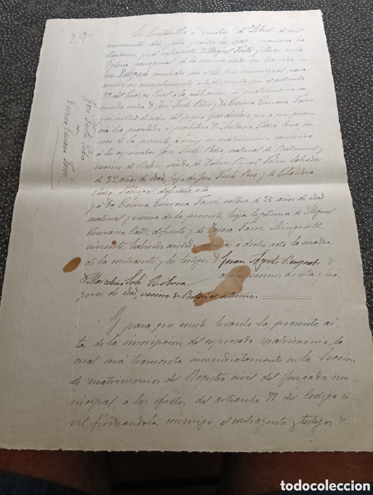 Manuscritos antiguos: Manuscrito del a&ntilde;o 1915 de la poblaci&oacute;n de Ciudadilla, provincia de L&eacute;rida