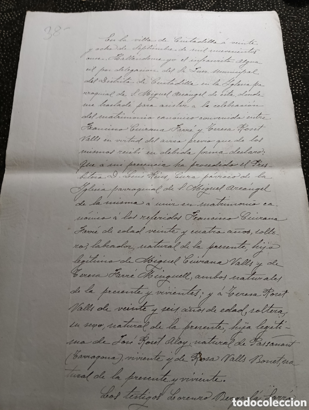 Manuscritos antiguos: Manuscrito del a&ntilde;o 1911 de la poblaci&oacute;n de Ciudadilla, provincia de L&eacute;rida