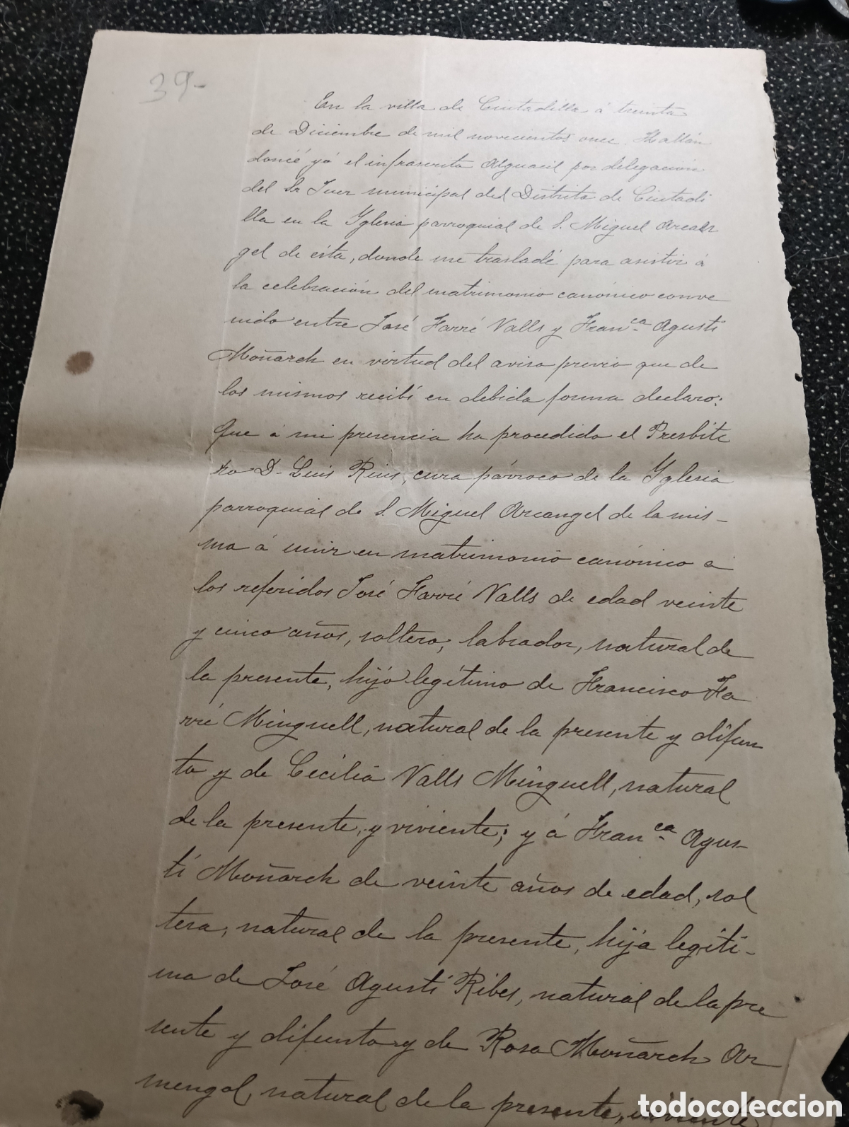 Manuscritos antiguos: Manuscrito del a&ntilde;o 1911 de la poblaci&oacute;n de Ciudadilla, provincia de L&eacute;rida